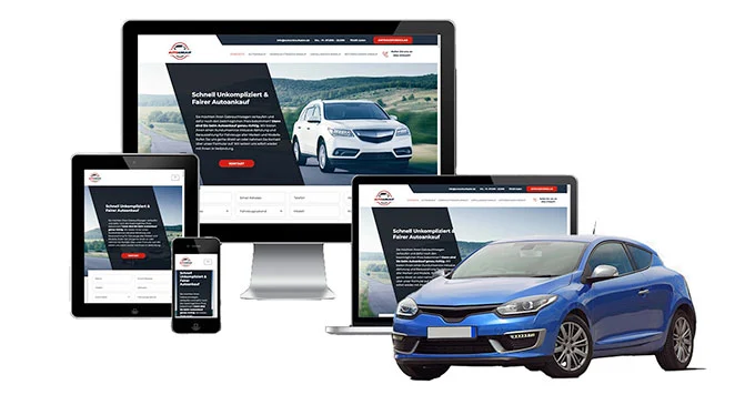 Ankaufseite mobil – Autoankauf Bad Kissingen mit rotem PKW